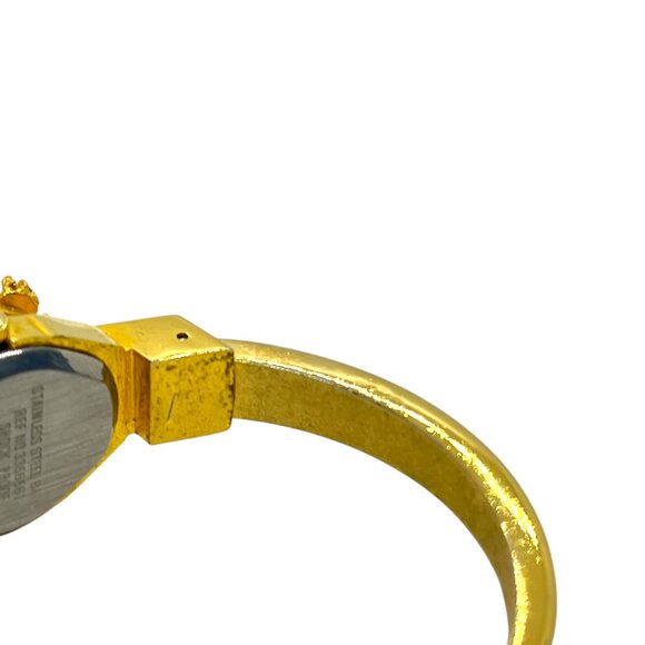 VINTAGE GOLD CROWN ORNATE GOLD TONE RHINESTONES CUFF BRACELET WATCH AS IS - Picture 10 of 16